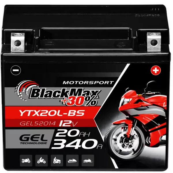 YTX20L-BS Motorradbatterie 12V 20Ah BlackMax Gel CTX20L-BS (DIN 82000)