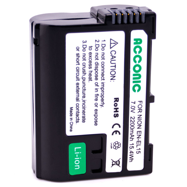 Acconic Photon Series EN-EL15 Ersatz Akku für Nikon EN-EL15 1 V1 EN-EL15 D600