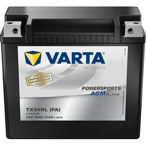 VARTA Powersports AGM ACTIVE YTX20HL-BS 18Ah Motorradbatterie 12V (518919031)