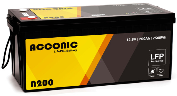 Acconic A200 LiFePO4 12V Lithium Versorgungsbatterie 200Ah