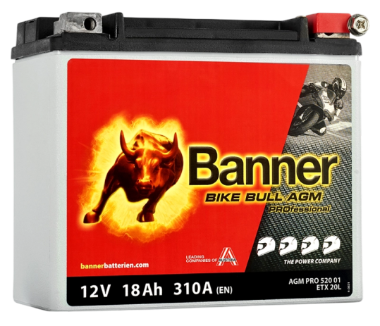 Banner ETX20L Bike Bull AGM PRO 52001 18Ah Motorradbatterie YTX20L-BS (DIN 82000)
